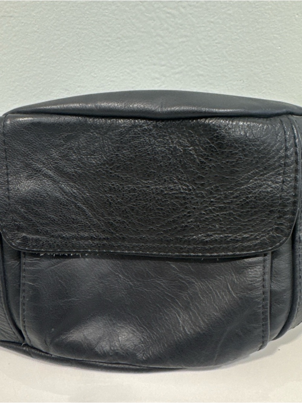 Black Leather unisex Waist Bag